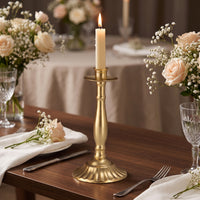 Candlestick with Fluted Base Polished Taper Candle Holder Fluted Candlestick Holder Sturdy Versatile for Dining Tables