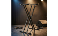 Foldable X-Shaped Frame Keyboard Stand Cross-Braced Adjustable Keyboard Stand Cylindrical Metal Metal Instrument Accessory Padded for Home Studio, Stage