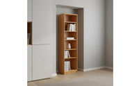 Solid Wood Bookshelf Freestanding Slim Floor Bookcase Storage Shelf Standalone Standing Furniture Adjustable Shelves