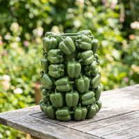 Vase with Raised Pepper Shapes Glossy Sculptural Vase Textured Vessel for Decorators, Homeowners, Living Room, Centerpiece, Home Decor