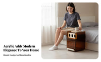 Transparent 2-Tier Wavy Stand midcenturyera Modern design Nightstand Space-Saving Side Table Multi-Functional for Apartment Dwellers, Home Decor aficionados, Bedroom, Living Room, Small Spaces, Entryway