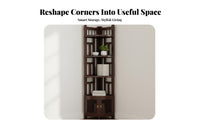 Space Saving Freestanding Corner Shelf Single-Unit 90-Degree Fit Tall Corner Bookcase Sturdy Construction Storage Cabinet High Load Capacity for Apartment Dwellers, Decor Enthusiasts, Living Room, Bedroom, Entryway, Kitchen