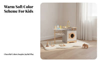 Wooden Laundry Set Wooden Laundry Appliance Open and Close Doors Compact for Children