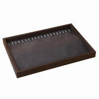 Wood-Grain Jewelry Display Tray Gray Gray Interior Jewelry Tray Rectangular Accessory Storage uncoveredTop