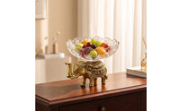 Bowl with Elephant Base Decorative Pachyderm Fruit Bowl Brass-Colored for Hosts, Entryway