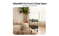 Multi-Functional 3-Tier Rolling Shelf Rustproof 3-Tier Rolling Cart Slim design Household Storage With Handle for Office Workers, Restaurant Staff, Living Room, Bedroom, Pantry, Bathroom