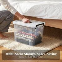 Wheeled Flat container with Lid Space Saving Organizer Box Clear View for Under Bed