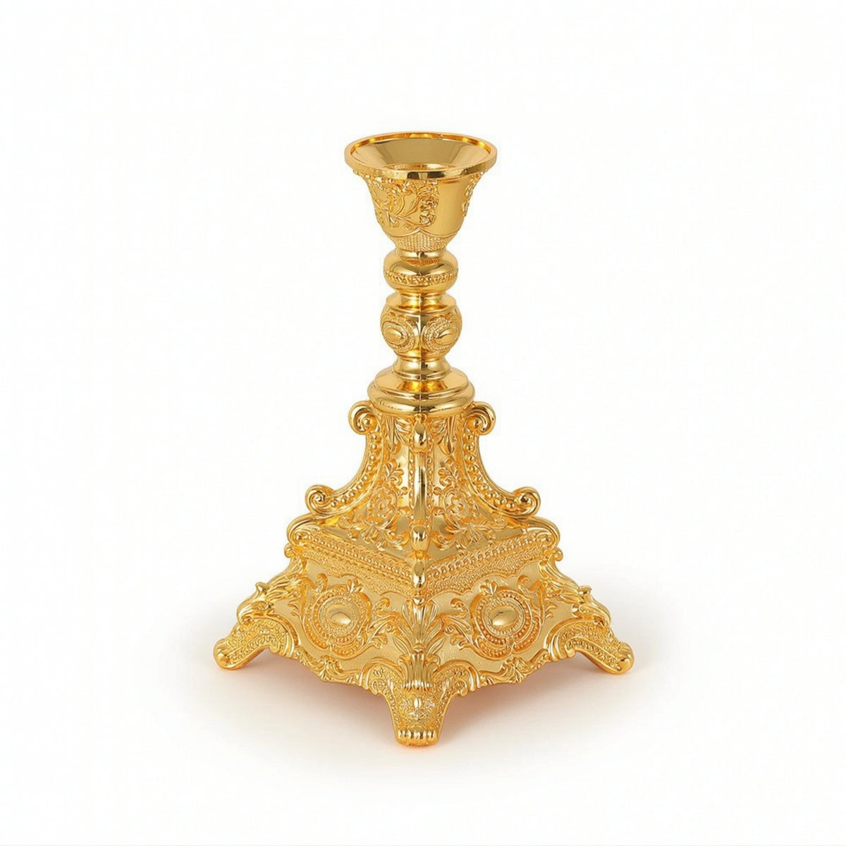 Antique-Style Candlestick Holder Ornate Candle Holder with Feet Decorative Elegant for Dining Table, Mantel