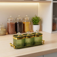 Airtight Seal Decorative Snack Container Set Dustproof & Moisture-Proof Luxury Food Storage Canister Set Lidded Candy Dish with Tray for Party Hosts, Office, Living Room, Parties, Wedding Receptions