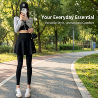 Skirted Leggings for Women with High Waist and Integrated Overlay, Stretch Cropped Length Skorts for Gym Running Tennis