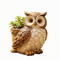 Owl Planter Wood-Look Decorative Owl Planter Sturdy for Patio