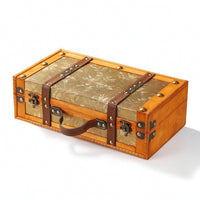 Wooden Chest with Handle Portable Vintage Suitcase Decorative Keepsake Box for Studio
