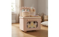 Wooden Play Kitchen with Hooks Toy Kitchen Set Interactive Knobs Children's Plaything for Playroom