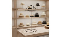 Stainless Steel Hat Display Stand Brushed Metal Hat Stand with Dome Support Minimalist Height Adjustable for Boutiques, Collectors, Dressing Room, Closet