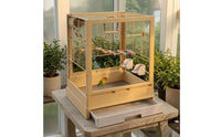 White Freestanding Bird Enclosure Splash Guard Wire Bird Enclosure Ventilated Pet Housing Sturdy