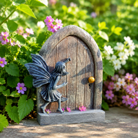 Pastoral Fairy Garden Miniature Door, Resin Fairy House Garden Decoration, Gnome Door Accessory for Garden Lovers, Fairytale Decoration