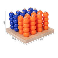Row Four Game Strategy Wooden Board Game with Beads for Adults, Classroom