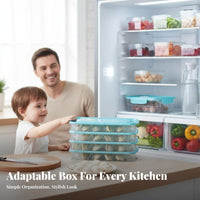 preservingKeeping Multitier Dumpling Box Compartmentalized Lidded Dumpling Tray Stackable Freezer Organizer Transparent container for Meal Preppers, Home Cooks, Families, Refrigerator