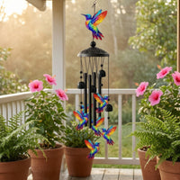 Outdoor Hummingbird Wind Chime Porch Wind Chime with Bells Balcony Hanging Bell Decoration Colorful for Gardeners