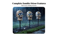 Zombie Cranium Replicas Corded Yard Ornament Worn Look Halloween Decor