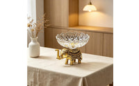 Bowl with Elephant Base Decorative Pachyderm Fruit Bowl Brass-Colored for Hosts, Entryway