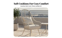 3 Pieces Modern Minimalist Design 3-Piece Table and Chair Combo Foliage-Pattern Backrest Wireframe Armchair and Table Set Comfortable Outdoor Furniture Sturdy for Apartment Dwellers, Homeowners, Couples, Balcony, Garden, Backyard, Poolside