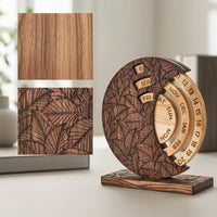 Wooden Perpetual Calendar Decorative Perpetual Desk Calendar Rustic for Office