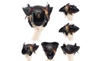 Tricorn Hat with Feathers Distressed Leather Tricorn Hat Steampunk for Cosplayers, Actors, Cosplay, Halloween, Theater