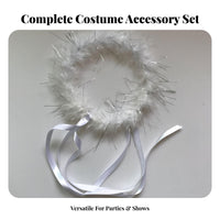 Angel Circlet and Rod Set Plumed Pattern Princess Crown and Ceremonial Rod Set Glittering Halloween Costume Accessories for Kids, Girls, Themed Events