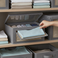 Stackable Clear Storage Bins with Lids for Closet Organization, Drawer-Style Visible Organizers for Clothes and Pants