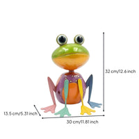 Metal Frog Figurine Hand-Painted Metal Frog Statue Garden Statue Colorful Artisanal for Gardeners, Patio, Balcony