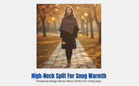 Wool Knit Thick Pullover Shawl, High Neck Split Cape, Warm Neck Scarf for Women
