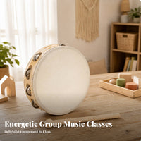 White Round Tambourine Easy to Play Teaching Tambourine