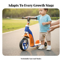 2-in-1 Transformable Three-Wheeler Flashing Tires Transformable Three-Wheeler Stable 3-Wheel Design Push Scooter for Toddlers, Preschoolers, Outdoor