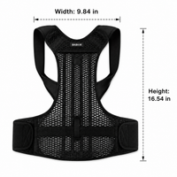 Travel Back Brace, Breathable Back Support with 5 Bones, Strong Posture Correction for Office & Computer, Unisex Mesh Textile