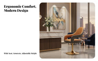 Modern Design Adjustable Pedestal Stool Cream aesthetic Counter Chair with Footrest Seating Furniture Upholstered Seat for Bar Owners, Receptionists, Homeowners, Front Desk, Restaurant, Cafe, Kitchen Island