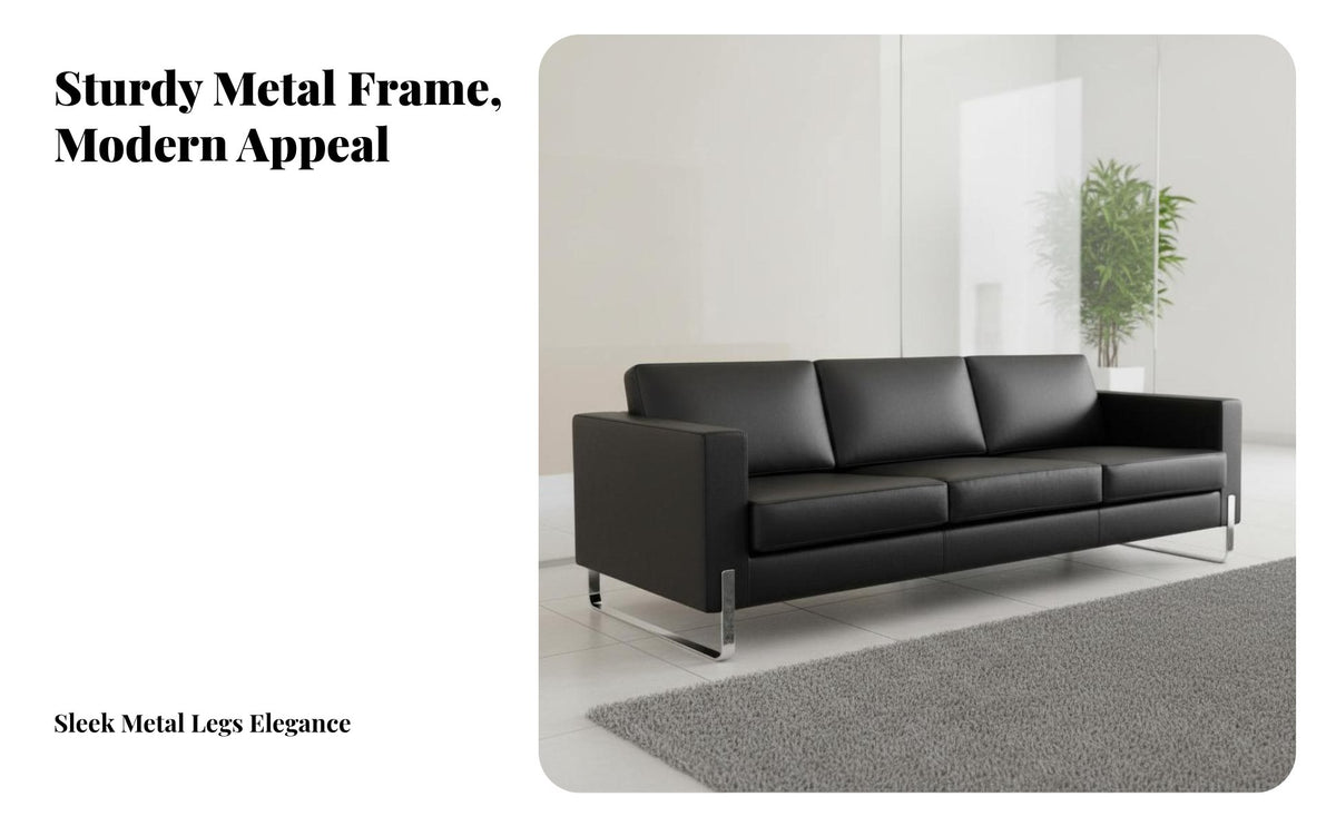 3 Pieces Minimalist Design 3-Seater Sofa and Coffee Table Set Business and design Sofa and Coffee Table assembly Modern design Reception Area Seating sturdy Construction for Clients, Office Managers, Waiting Room, Lobby, Meeting Space, Company Breakroom