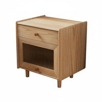 Japanese design Single-Drawer Nightstand Natural Finish Bedside Table Minimalist Design Bedroom Furniture Ample Storage for Homeowners, Students, Renters, Small Spaces, Living Room, Home, Office