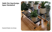 Heavy-Duty Multi-Tier Succulent Rack Optional Wheels 2-Tier Flower Pot Holder Stable and Sturdy Plant Stand Rust-Proof for Bonsai Enthusiasts, Gardeners, Homeowners, Balcony, Indoor, Garden, Living Room