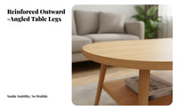 Space Saving 2-Tier Oval Coffee Table Double Layer Storage Oval Table with Shelf Simple Design Living Room Furniture Contemporary Design for Apartment Dwellers, Families, Homeowners, Home, Office Lounge
