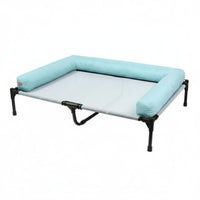 Detachable and Washable Elevated Dog Bed Easy to Clean Raised Pet Cot with Side Cushion Long-Lasting Construction Raised Cooling Pet Cot Heavy Duty Steel Frame for Patio
