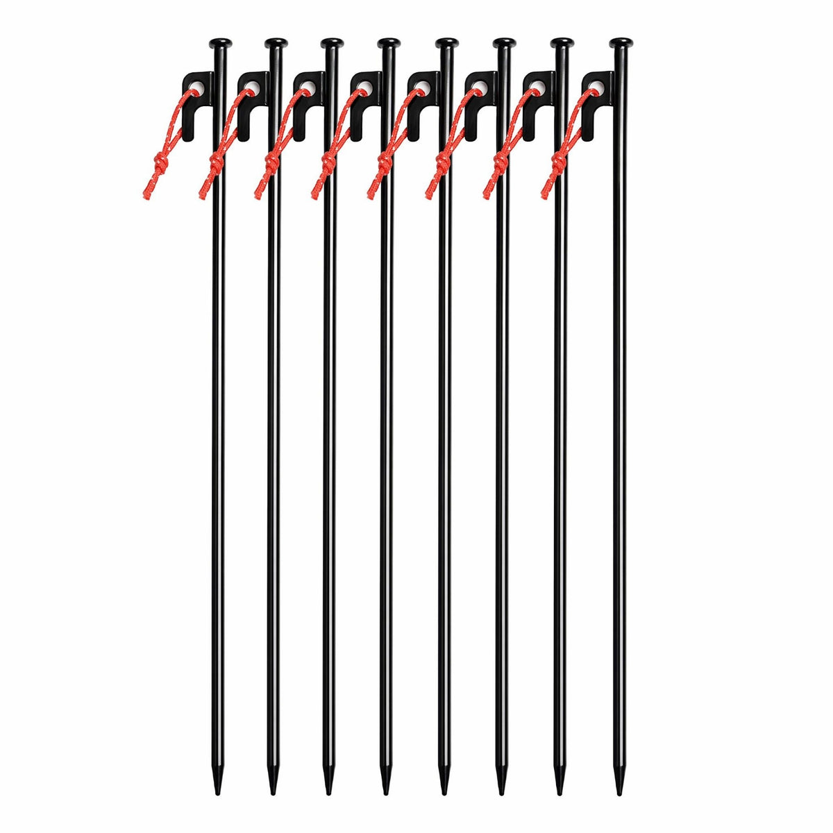 8 Pieces Camping Stakes with Rope Loop Reflective Metal Tent Stakes with Pouch Hardware for Campers