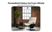 Nordic Aesthetic Geometric rotating Armchair Sculptural Form rotating Chair with Footstool Ergonomic Design Indoor Seating dense Foam for Home Workers, Interior Designers, Living Room, Bedroom, study alcove, Reception Area