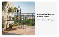 Mobile with casters Multi-Level Plant Ladder Space-Saving A-Frame Plant Ladder Minimalist Design Planter Rack Large Capacity for Gardeners, Homeowners, Balcony, Living Room, Indoor, Indoors