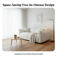 Foldable Design Single Folding Sleeper Bed Creamy Aesthetic transformable Furniture Space-Saving 2-in-1 Functionality for Small Apartment Dwellers, Guests, Students, Living Room, Bedroom, Home creamice