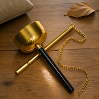 Retractable Buddhist Singing Bowl with Handle for Altar and Desktop Decor