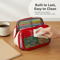 INS Vintage Large Capacity Pencil Case Multi-layer Storage Stationery Bag for Students