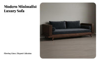 New Chinese design Three-Seater Wooden Sofa sturdy Wood Frame Upholstered Wooden Leg Couch Light Luxury Aesthetic Household Furniture Minimalist Design for Families, Homeowners, Apartment Dwellers, Living Room, Lounge Area, Bedroom, Office