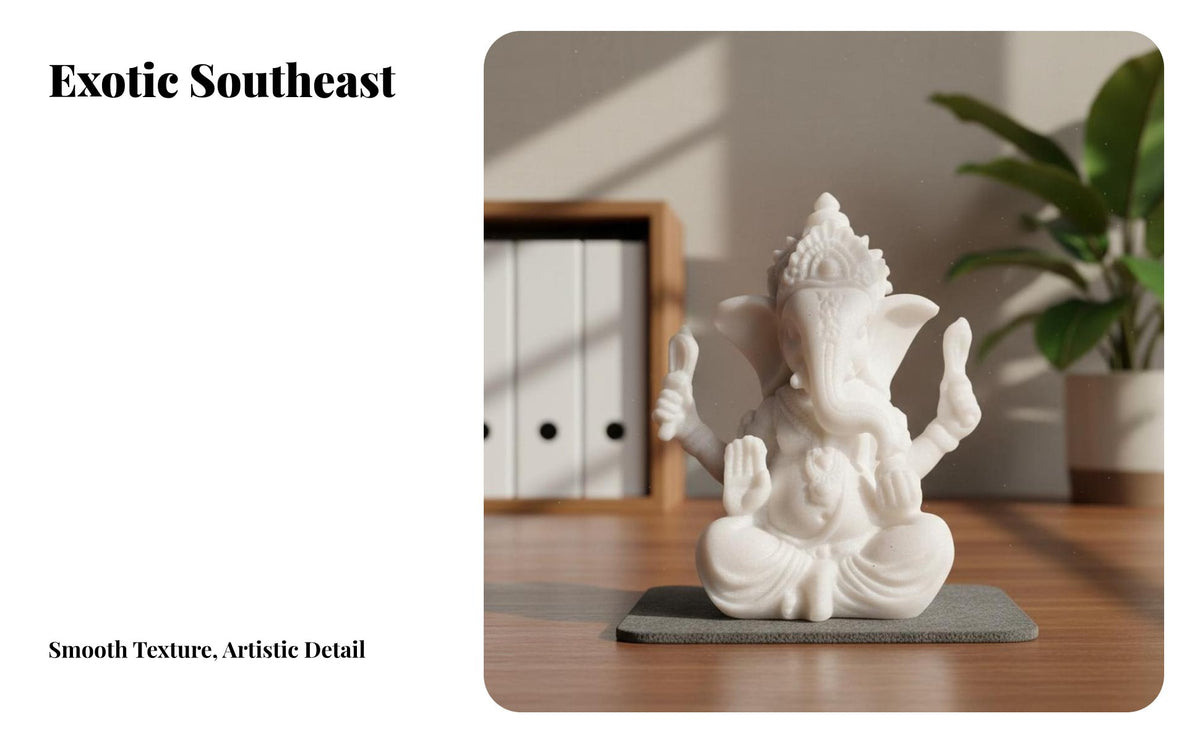 Stone-Textured Finish Deity Sculpture Thai Design Hindu Elephant God Figurine Small Hindu Deity Decoration Good Luck Symbol