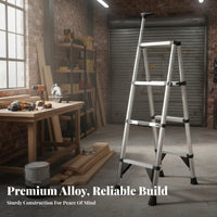 Foldable Design Telescopic Ladder Heavy Duty Telescopic Extension Ladder Adjustable Height Stable Triangular Structure for DIY Enthusiasts, Homeowners, Professionals, Construction Site, Home Maintenance, Workshop, Warehouse